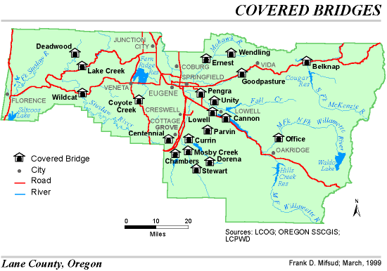 Lane covered bridge map